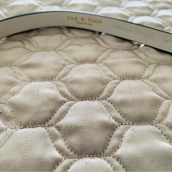 ANINE BING crème narrow leather designer belt